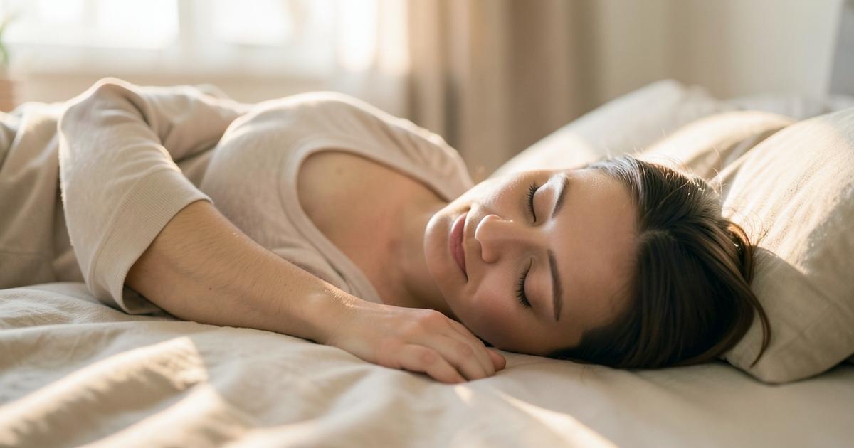 person doing a body scan meditation lying down to relax and sleep