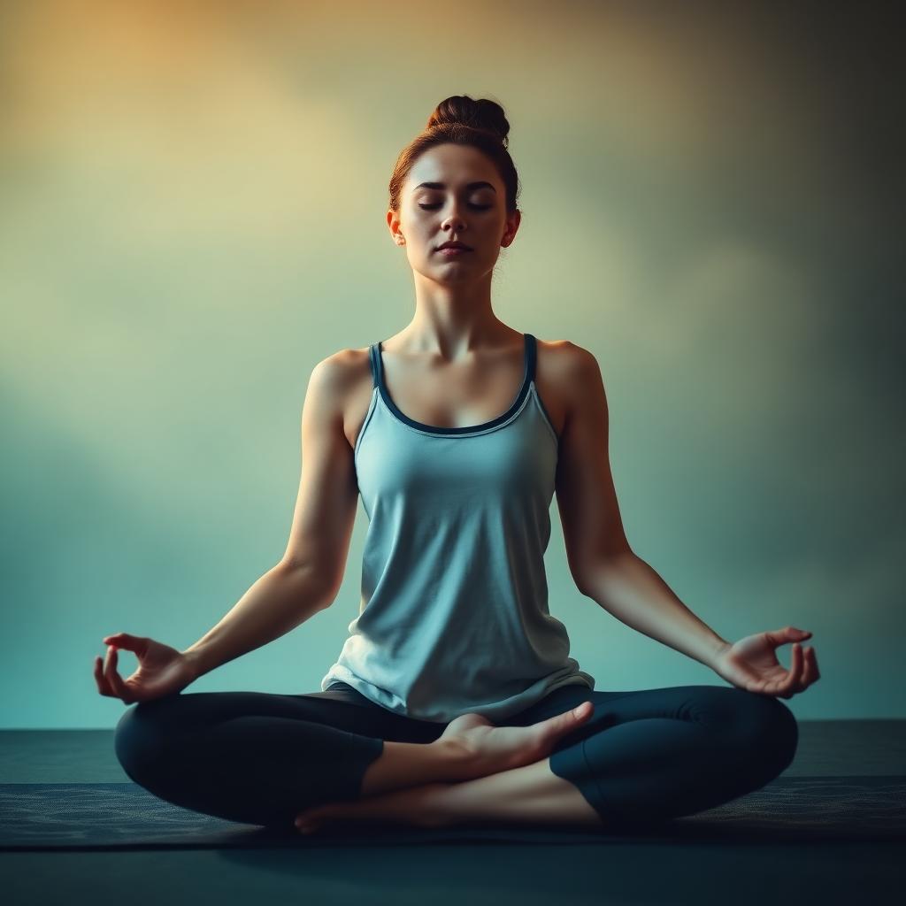 Woman meditating in lotus pose to reduce anxiety