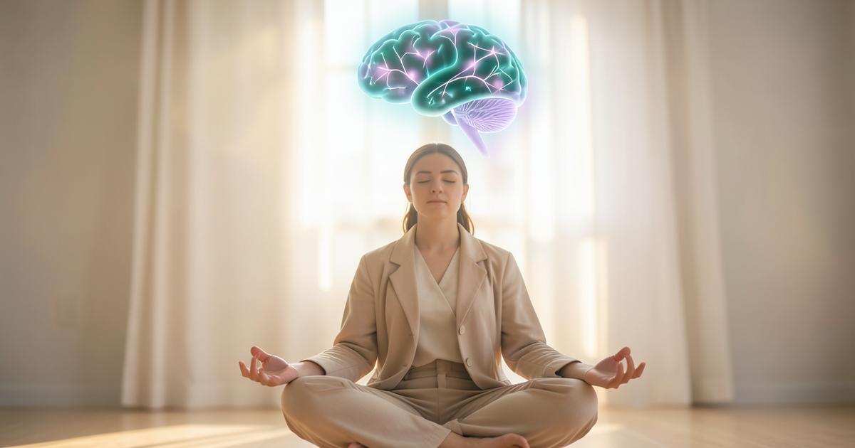 person meditating calmly, illustrating how meditation changes the brain