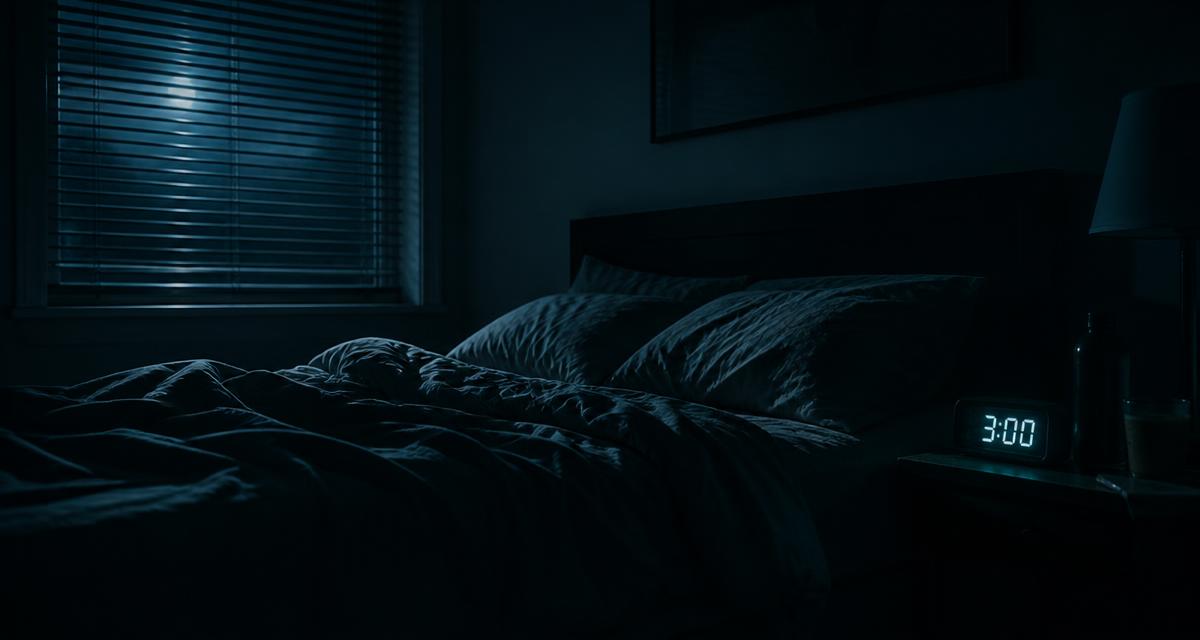 dark bedroom with a clock reading 3am, waking up in the middle of the night